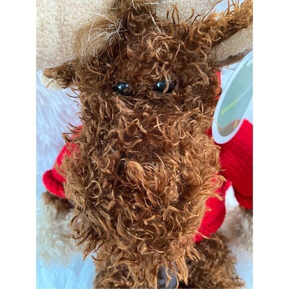 NWT Animal Adventure Soft Plush Moose In Christmas Snowflake Sweater - Picture 13 of 13